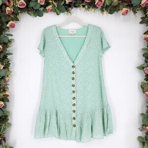 AURA Abstract Leaf Print Button Front Dress